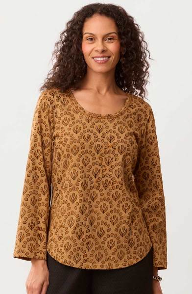 Maira Block Print Cotton Jersey Tee - Cedar Maira Block Print Cotton Jersey Tee - Cedar