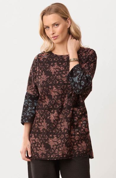 Tanisha Block Print 3/4-Sleeve Tunic - Ambrosia/Multi Tanisha Block Print 3/4-Sleeve Tunic - Ambrosia/Multi