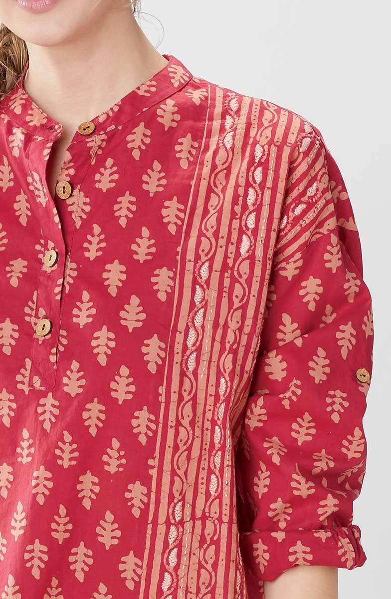 Kimaya Shirt - Cara orange | 100% Cotton | MarketPlace India
