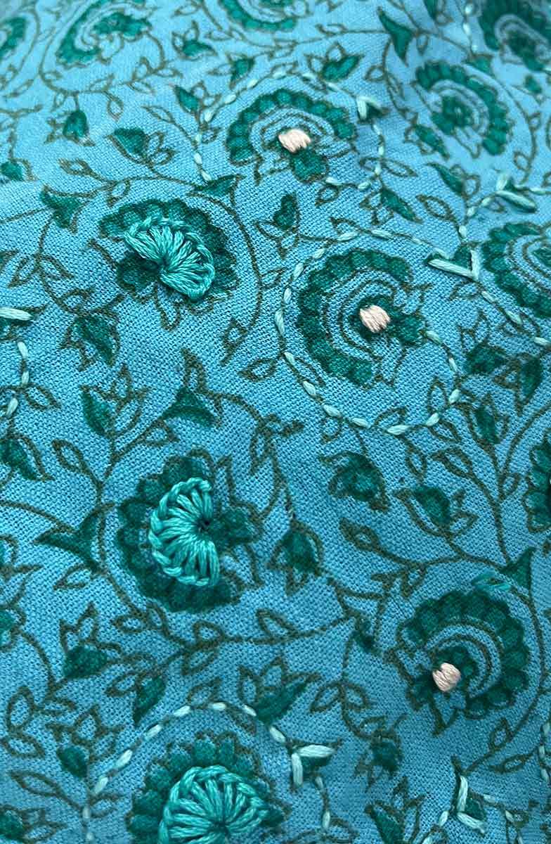 Manipur Tunic - Mediterranean blue | Cotton-linen Blend | MarketPlace India