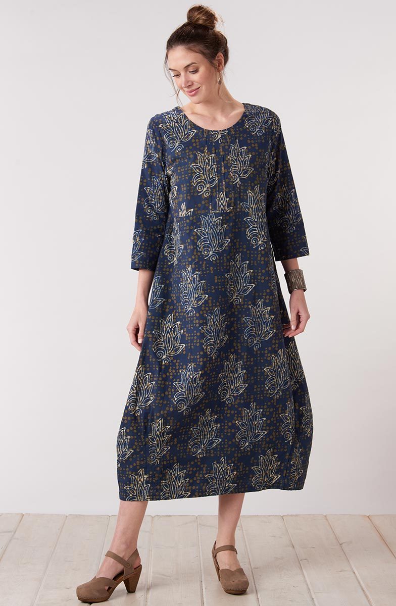 Manjari Dress - Navy/Multi | 100% Cotton | MarketPlace India