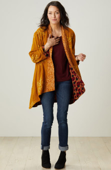 Reversible Shillong Jacket - Pomegranate/Saffron