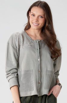 Tara Organic Cardigan - Eucalyptus