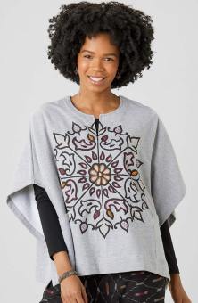 Kolam Poncho - Heather grey/Multi