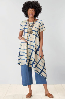 Vama Shibori Tunic - Indigo/Natural