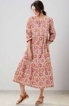 Salma Organic Dress - Beetroot/Natural