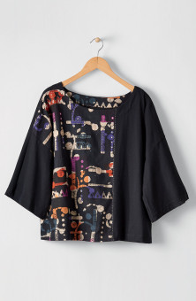 Sujaya Drop-Shoulder Boxy Top  - Black/Multi