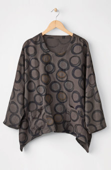 Rimsha Long-Sleeve Popover Swing Top - Fossil