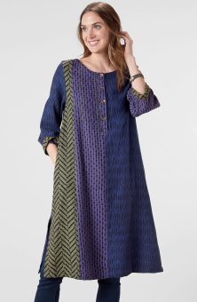 Avanti Mixed Print A-Line Kurta - Navy/Multi