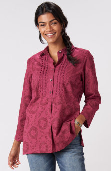 Bhavna Organic Cotton Long-Sleeve Tunic - Cranberry