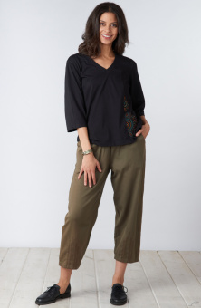 Kalpa Cotton Twill Barrel-Leg Pant - Bark