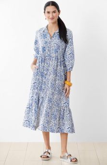 Kashmira Organic Dress - Sapphire/Cool white
