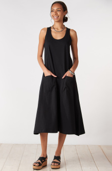 Supriya Jersey A-line Midi Tank Dress - Black