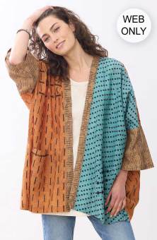 Product Image of Sunita Oversized Cotton-Silk Jacket - Honey/Multi