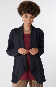 Sakshi Knit Draped Collar Jacket - Black