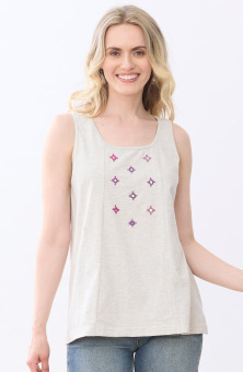 Kripa Cotton Jersey A-line Tank - Oatmeal