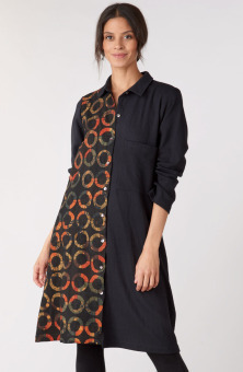 Product Image of Suneera Upcycled Patchwork Long Shirt - Black/Chindi