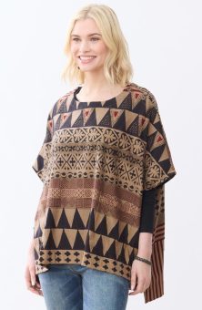 Rhea Organic Cotton French Terry Poncho - Shale/Multi