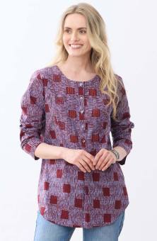 Misha Block Print Long-Sleeve Tunic - Light periwinkle/Multi