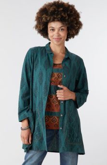 Anarya Roll-Sleeve Shirt Jacket - Dusty teal