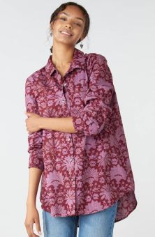 Aashna High-Low Hem Buttondown Shirt - Iced plum