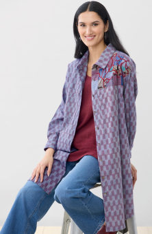 Long Savani Buttondown Shirt - Light periwinkle/Multi