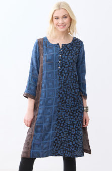 Product Image of Avanti Mixed Print A-Line Kurta - Fossil/Marine