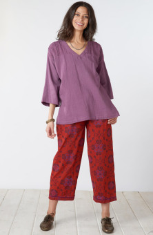 Product Image of Kesari Organic Cotton Pull-On Crop Pant - Sunset red/Multi