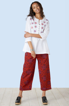 Product Image of Kesari Organic Cotton Pull-On Crop Pant - Sunset red/Multi