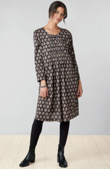 Amina Pull-Over Long-Sleeve Dress - Black/Multi