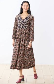 Geethali Mixed Print V-Neck Maxi Dress - Black/Multi