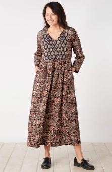 Geethali Mixed Print V-Neck Maxi Dress - Black/Multi