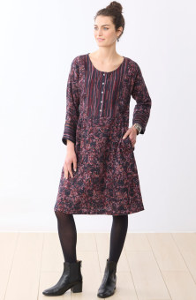 Nasreen Mixed Print Cotton Crepe Dress - Iced plum/Multi