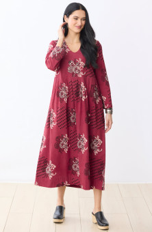 Geethali Bandana Print V-Neck Maxi Dress - Pomegranate/Multi