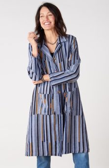 Rasima Long Swing Coat - Cloud/Multi