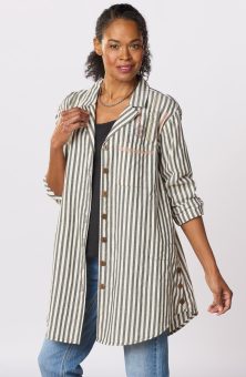 Parulia A-line Shirt Jacket - Natural/Black