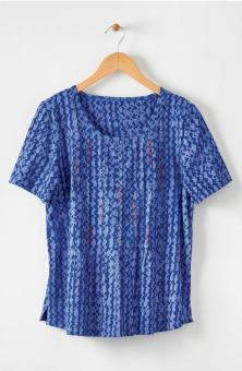 Naina Cotton Jersey Batik Print Tee - Lively blue