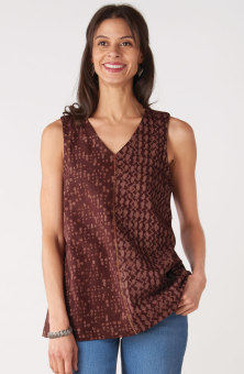 Shipra Cotton Jersey V-Neck Tank - Redwood