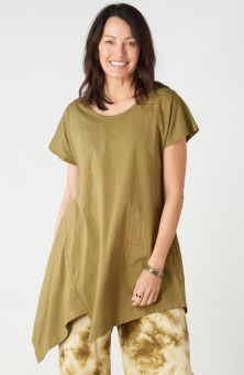 Sonali Cotton Jersey Asymmetrical Top - Algae green