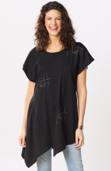 Sonali Cotton Jersey Asymmetrical Top - Black