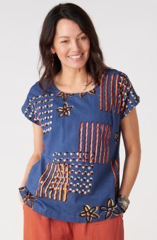 Tivisha Cap Sleeve Top - Cornflower/Multi