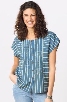 Rishi Cap Sleeve Boxy Top - Deep sea