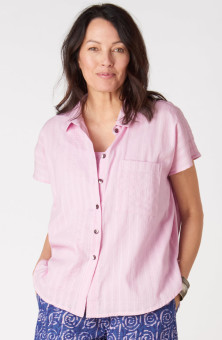 Adira Lightweight Cap-Sleeve Shirt - Quartz pink