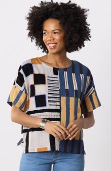 Shalini Popover Boxy Top - Natural/Multi