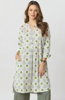 Parineet Long-Sleeve Shirt/Dress - Citrus green/Multi