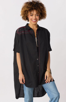 Hanifa High-Low Hem Big Shirt - Black