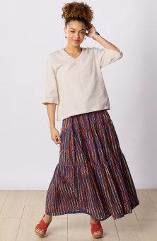 Ashiana Tiered Long Skirt - Cornflower/Multi