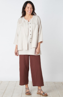 Kesari Cotton Double Gauze Crop Pant - Redwood