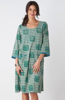 Poonam Scoop-Neck Shift Dress - Algae