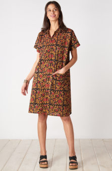 Shireen Block Print Shirt Dress - Black/Multi